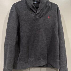 Polo Ralph Lauren Men L Blue 2 Button Shawl Neck Long Sleeve Pullover